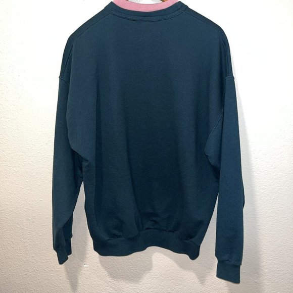 Vintage 90s Morning Sun Pink Roses Collared Crewneck Sweater Size L USA Made - Picture 5 of 7